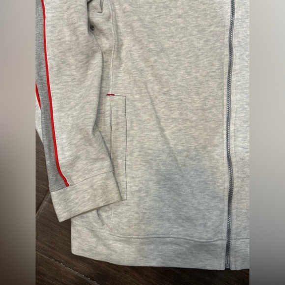 Tommy Bahama Light Gray Zip-Up Sweater with Red Stripes - Picture 7 of 10